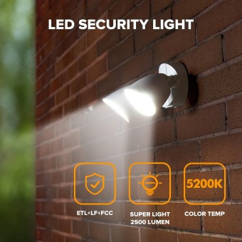 2-Packs 2500 Lumen 32 Watt 28 LED Dual-Head Floodlight Outdoor, Full Metal Design, Waterproof Exterior Security Wall Light for Patio, Garden, Yard-White