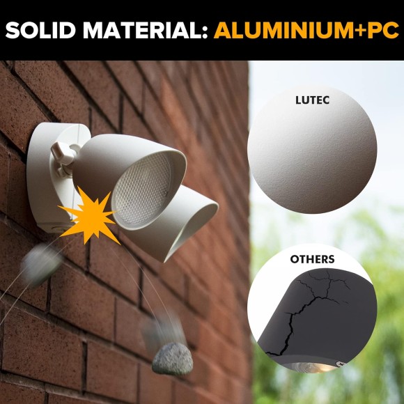 2-Packs 2500 Lumen 32 Watt 28 LED Dual-Head Floodlight Outdoor, Full Metal Design, Waterproof Exterior Security Wall Light for Patio, Garden, Yard-White
