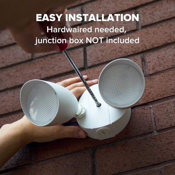 2-Packs 2500 Lumen 32 Watt 28 LED Dual-Head Floodlight Outdoor, Full Metal Design, Waterproof Exterior Security Wall Light for Patio, Garden, Yard-White