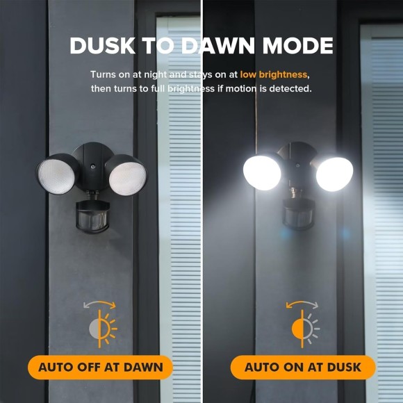 2 Pack 32W 2500 Lumen LED Security Lights Motion Sensor Light Outdoor, 5000K Daylight, IP54 Waterproof, Dusk to Dawn, Motion Detector Flood Light for Garage, Yard, Porch-Black