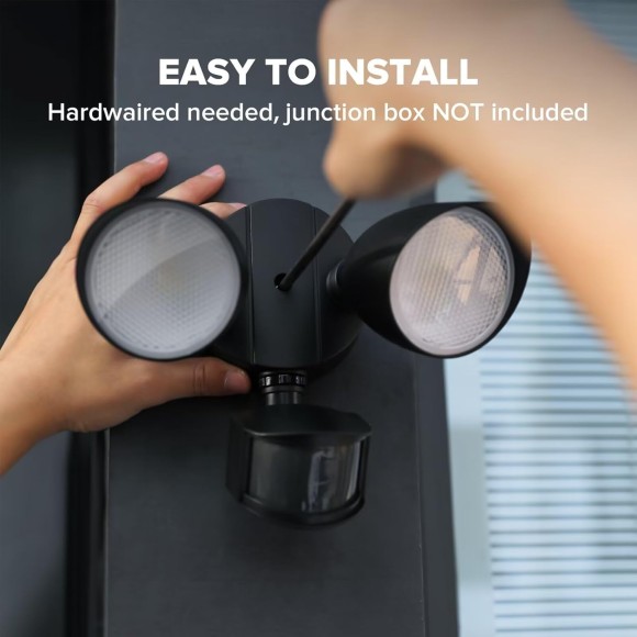 2 Pack 32W 2500 Lumen LED Security Lights Motion Sensor Light Outdoor, 5000K Daylight, IP54 Waterproof, Dusk to Dawn, Motion Detector Flood Light for Garage, Yard, Porch-Black