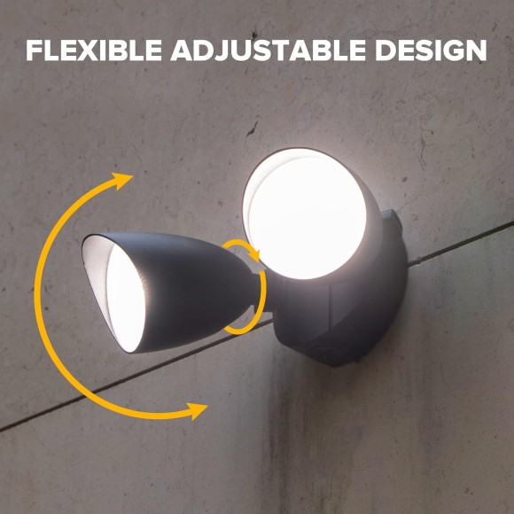 2-Packs 2500 Lumen 32 Watt 28 LED Dual-Head Floodlight Outdoor, Full Metal Design, Waterproof Exterior Security Wall Light 5000K for Patio, Garden, Yard-Black