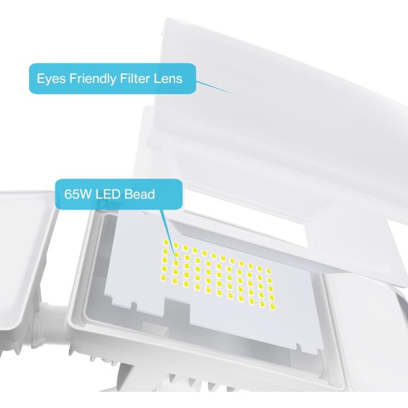 65W Motion Sensor Outdoor Light, 2 Pack LED Security Light 6000LM, 6500K Exterior Motion Flood Light with 3 Adjustable Heads, for Outside Garage, Yard, Patio, IP65 Waterproof, White