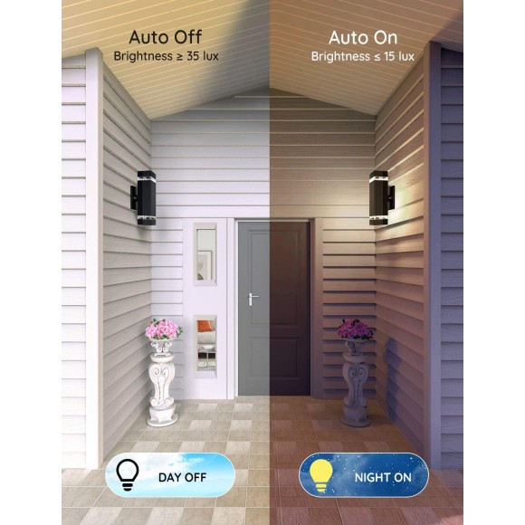 Dawn to Dusk Outdoor Light Fixture, Exterior Double Up Down Outdoor Wall Lights, Modern Outside Lights for House,2700K 5W Outdoor Garage Lights Wall Mount 3 Pack (Soft Warm White)