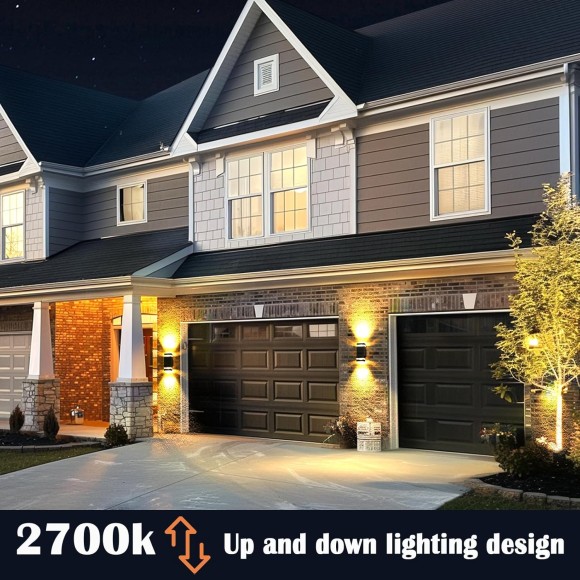 Dawn to Dusk Outdoor Light Fixture, Exterior Double Up Down Outdoor Wall Lights, Modern Outside Lights for House,2700K 5W Outdoor Garage Lights Wall Mount 3 Pack (Soft Warm White)