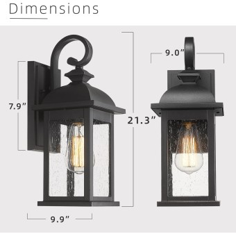 Outdoor Wall Sconce, 21 inch Large Exterior Wall Light Fixtures, Anti-Rust Waterproof Outdoor Wall Lantern Porch Lights for Entryway, Patio, Garage, Doorway, Matte Black, 4FD54B2 BK