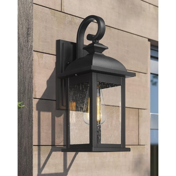 Outdoor Wall Sconce, 21 inch Large Exterior Wall Light Fixtures, Anti-Rust Waterproof Outdoor Wall Lantern Porch Lights for Entryway, Patio, Garage, Doorway, Matte Black, 4FD54B2 BK