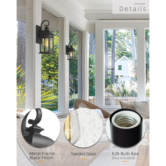 Outdoor Wall Sconce, 21 inch Large Exterior Wall Light Fixtures, Anti-Rust Waterproof Outdoor Wall Lantern Porch Lights for Entryway, Patio, Garage, Doorway, Matte Black, 4FD54B2 BK