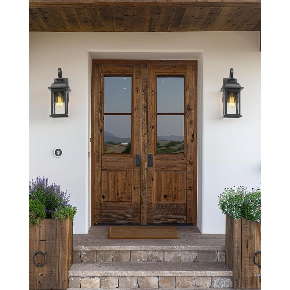 Outdoor Wall Sconce, 21 inch Large Exterior Wall Light Fixtures, Anti-Rust Waterproof Outdoor Wall Lantern Porch Lights for Entryway, Patio, Garage, Doorway, Matte Black, 4FD54B2 BK