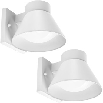 2 Pack LED Outdoor Wall Light Fixtures, White Front Porch Lights Wall Mount Lighting, Exterior Waterproof Wall Lantern Light Fixture Anti-Rust Farmhouse Barn Wall Sconce for Patio, Doorway, Garage