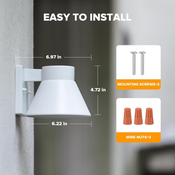 2 Pack LED Outdoor Wall Light Fixtures, White Front Porch Lights Wall Mount Lighting, Exterior Waterproof Wall Lantern Light Fixture Anti-Rust Farmhouse Barn Wall Sconce for Patio, Doorway, Garage