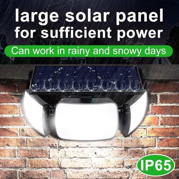 Solar Security Lights Motion Sensor 108 LED Lights Outdoor 6000mAh 1200LM Solar Powered Flood Lights Outside IP65 Waterproof, 270° Wide Illumination, 3 Lighting Modes with Remote Control