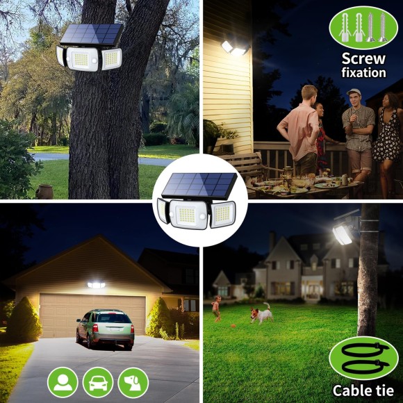 Solar Security Lights Motion Sensor 108 LED Lights Outdoor 6000mAh 1200LM Solar Powered Flood Lights Outside IP65 Waterproof, 270° Wide Illumination, 3 Lighting Modes with Remote Control