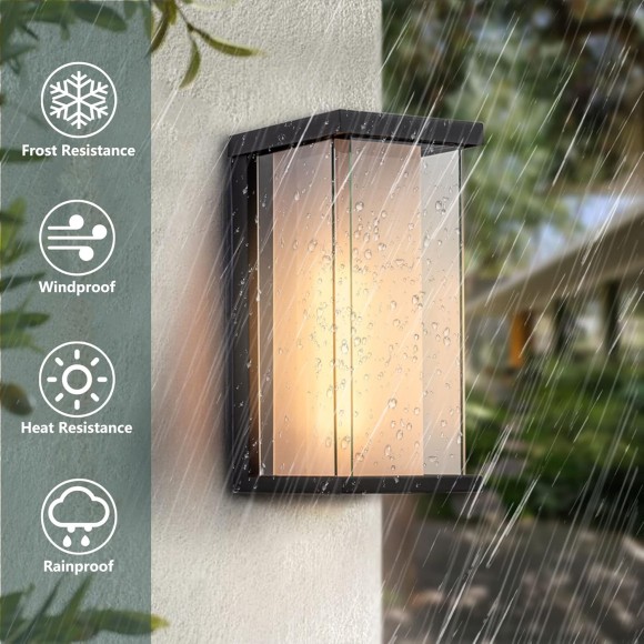 Porch Lights Outdoor Wall Sconce, Exterior Light Fixtures with Acrylic Glass, Mate Black Modern Patio Lights Fixture for House, Waterproof Wall Lantern for Garage, Entryway, Hallway, Garden