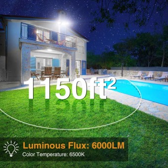 3 Packs 60W Flood Lights Outdoor, 6000LM Super Bright Security Lights,Switch Controlled, IP65 Waterproof, 6500K Exterior LED Flood Light with 3 Adjustable Heads for Garden Yard Home