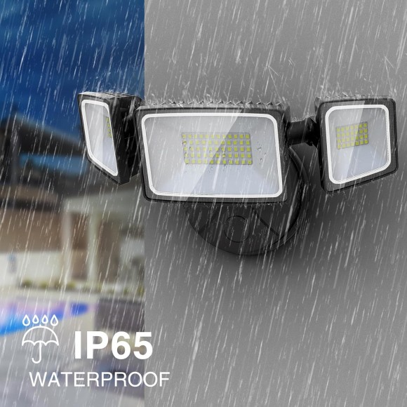 3 Packs 60W Flood Lights Outdoor, 6000LM Super Bright Security Lights,Switch Controlled, IP65 Waterproof, 6500K Exterior LED Flood Light with 3 Adjustable Heads for Garden Yard Home