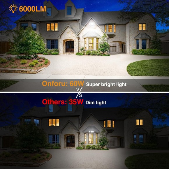 3 Packs 60W Flood Lights Outdoor, 6000LM Super Bright Security Lights,Switch Controlled, IP65 Waterproof, 6500K Exterior LED Flood Light with 3 Adjustable Heads for Garden Yard Home