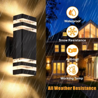 4 Pack Outdoor Wall Lights, Modern Exterior Lighting Fixtures Wall Mount, Body in Aluminum Outdoor Lights for House, Up and Down Lights Outdoor Sconces Wall Lighting for Porch Patio Garage
