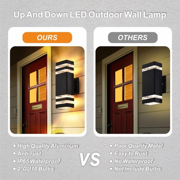 4 Pack Outdoor Wall Lights, Modern Exterior Lighting Fixtures Wall Mount, Body in Aluminum Outdoor Lights for House, Up and Down Lights Outdoor Sconces Wall Lighting for Porch Patio Garage