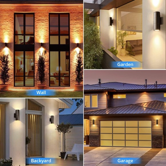 Modern Outdoor Wall Light with Sensor 2 Pack, LED Cylinder Up Down Wall Light Outdoor 2700K Warmlight Bronze Exterior Light Fixture, IP65 Waterproof Wall Sconce for Porch Garage