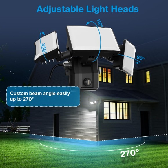 60W Plug in Flood Lights Outdoor Lighting, IP65 Waterproof LED Security Light with Remote Control, 6000LM, 6500K Flood Light for Yard Garage 2 Pack Black