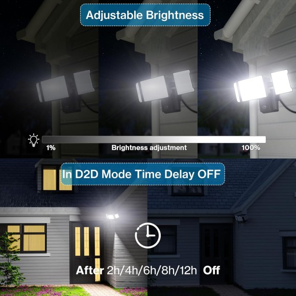 60W Plug in Flood Lights Outdoor Lighting, IP65 Waterproof LED Security Light with Remote Control, 6000LM, 6500K Flood Light for Yard Garage 2 Pack Black