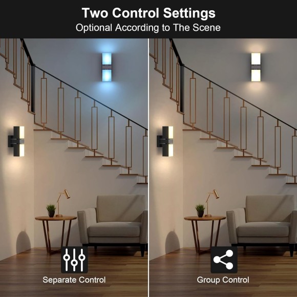 Outdoor Wall Lights, 1400LM Smart RGBCW Porch Lights Outdoor Exterior House LED Wall Lighting, WiFi APP Control, Compatible with Alexa, Adjustable Dual-Head IP65 Waterproof Wall Sconces (2PK)