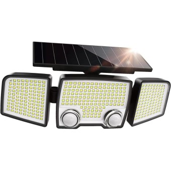 Solar Outdoor Lights 332 LED 7000K, Super Bright Motion Sensor Outdoor Lights with 2 Sensors, IP65 Waterproof 270 Wide Angle Solar Flood Lights with 3 Modes for Garden Patio Yard