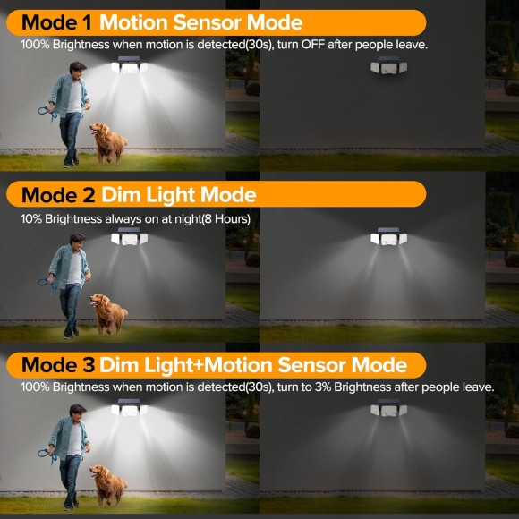 Solar Outdoor Lights 332 LED 7000K, Super Bright Motion Sensor Outdoor Lights with 2 Sensors, IP65 Waterproof 270 Wide Angle Solar Flood Lights with 3 Modes for Garden Patio Yard - 2 Pack