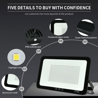 4Pack LED Flood Light Outdoor,100W LED Work Light 11000lmwith 6FT US Plug,IP66 Waterproof Exterior Security Lights,6000K Daylight White Outside Floodlights Slim Design for Playground Yard