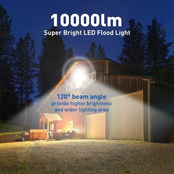 4Pack LED Flood Light Outdoor,100W LED Work Light 11000lmwith 6FT US Plug,IP66 Waterproof Exterior Security Lights,6000K Daylight White Outside Floodlights Slim Design for Playground Yard