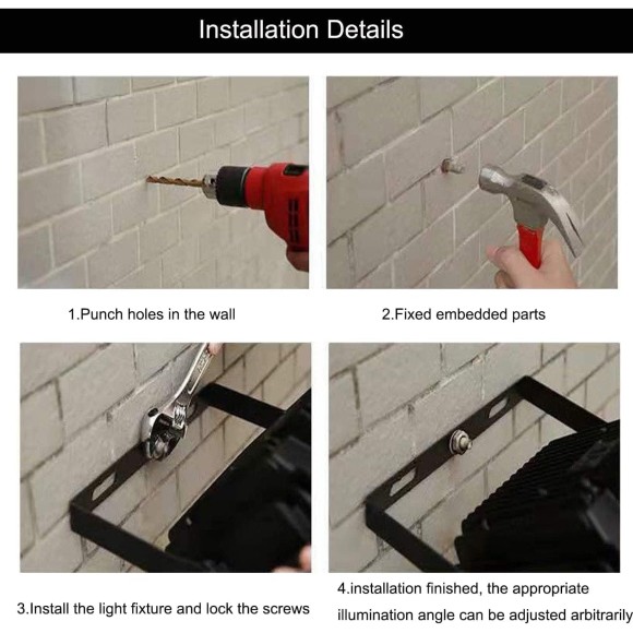 4Pack LED Flood Light Outdoor,100W LED Work Light 11000lmwith 6FT US Plug,IP66 Waterproof Exterior Security Lights,6000K Daylight White Outside Floodlights Slim Design for Playground Yard