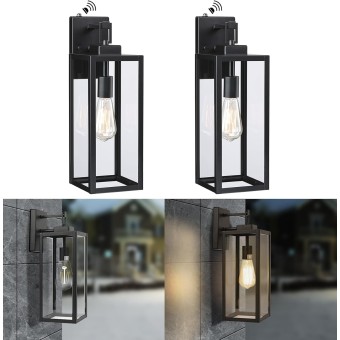 Large Size Wall Lights Outdoor Dusk to Dawn, 18 Inch Outdoor Wall Lantern, 2 Pack Wall Mount Light, Exterior Wall Sconce Light Fixture for Porch Patio, Sensor Outdoor Lighting with E26 Socket