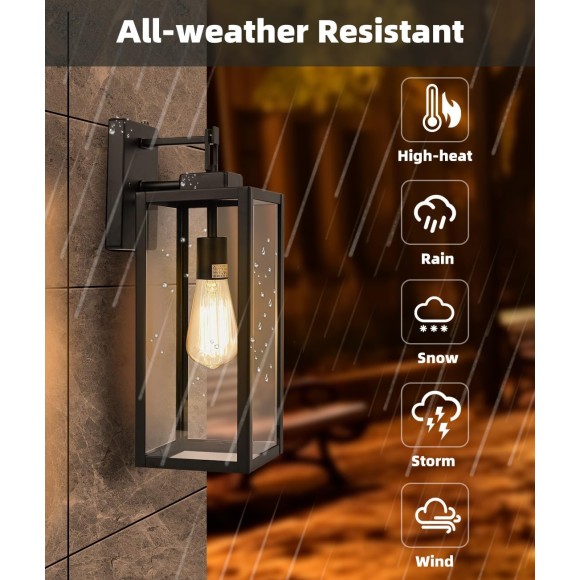 Large Size Wall Lights Outdoor Dusk to Dawn, 18 Inch Outdoor Wall Lantern, 2 Pack Wall Mount Light, Exterior Wall Sconce Light Fixture for Porch Patio, Sensor Outdoor Lighting with E26 Socket