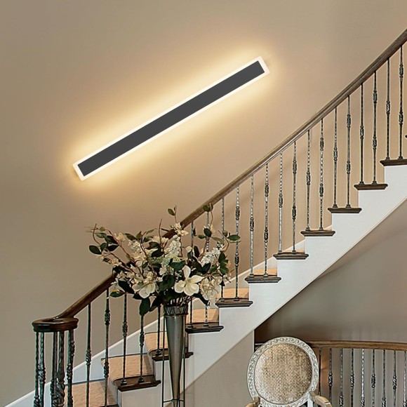 2 Pack Outdoor Wall Sconces 39.4IN Long Modern LED Wall Light with Frosted Acrylic Waterproof IP65 Warm White Black Exterior Wall Light for Patio,Porch(3000K)