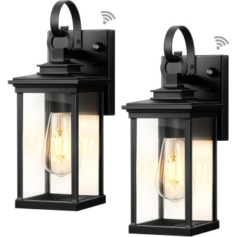 Outdoor Wall Light Fixtures, Exterior Wall Lighting, Porch Sconces Wall Mounted Lanterns with E26 Sockets, Matte Black Wall Lamps for Patio Front Door Entryway, 2-Pack Waterproof