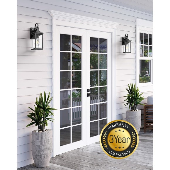 Outdoor Wall Light Fixtures, Exterior Wall Lighting, Porch Sconces Wall Mounted Lanterns with E26 Sockets, Matte Black Wall Lamps for Patio Front Door Entryway, 2-Pack Waterproof