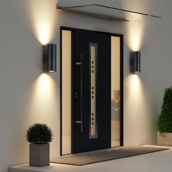 Outdoor Wall Sconces, Exterior Wall Lights Up and Down Source, Aluminum Modern Matte Black Sconces Wall Lamp, Outdoor Light Fixtures for Porch Garage Patio Doorway Entryway（4 Pack）