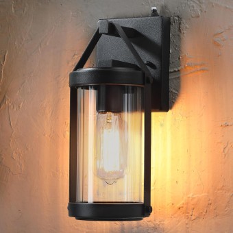 2 Pack Sensor Outdoor Wall Sconce Lighting Black Exterior Porch Lantern Waterproof Outside Garage Light Fixtures Wall Mount for House Patio Entryway