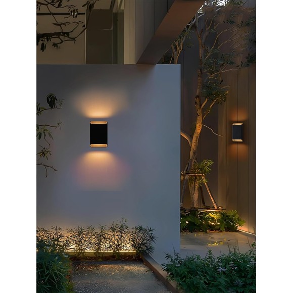 Modern Outdoor Wall Lights Exterior, 9 inch Up and Down LED Wall Sconce, Black Porch Light Fixture Wall Mount, Waterproof Lighting for Commercial Outdoor,House,Patio,Garage,Indoor, 2 Packs