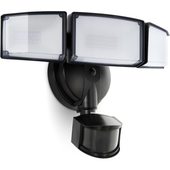 4500LM LED Security Lights Motion Sensor Light Outdoor, 5000K Daylight, IP65 Waterproof, Dusk to Dawn, 3 Head Motion Detected Flood Light for Garage, Yard, Porch (Black)