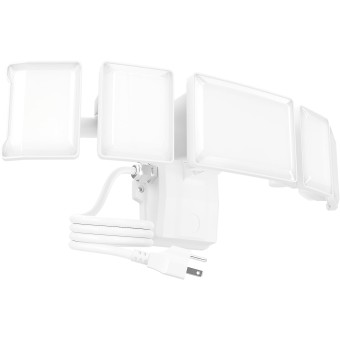 100W Flood Lights Outdoor Plug in, 10000LM LED Security Light, 6500K Exterior Flood Lights with 5 Adjustable Heads, IP65 Waterproof Outdoor LED safety lamp for Backyard Garage Patio White