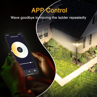 5 Heads 55W Smart LED Security Lights Motion Sensor Outdoor, 360° Illumination WiFi Alexa Flood Light 5500LM APP Control, 2500K-6500K Exterior Motion Detector, IP65 Wall Light for Yard, White