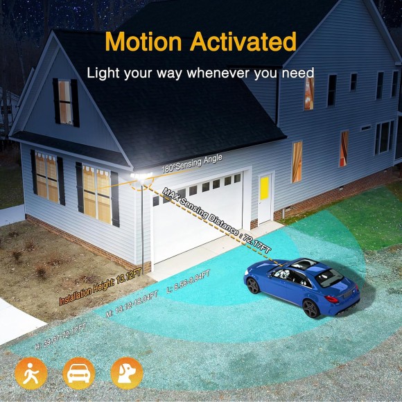 5 Heads 55W Smart LED Security Lights Motion Sensor Outdoor, 360° Illumination WiFi Alexa Flood Light 5500LM APP Control, 2500K-6500K Exterior Motion Detector, IP65 Wall Light for Yard, White