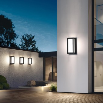 2 Pack Modern LED Outdoor Wall Lights, Black Exterior Wall Sconce & 18W LED Porch Lights Outdoor Lights for House, 4000K Natural White IP65 Waterproof Garage Lights Fixtures for Entrance