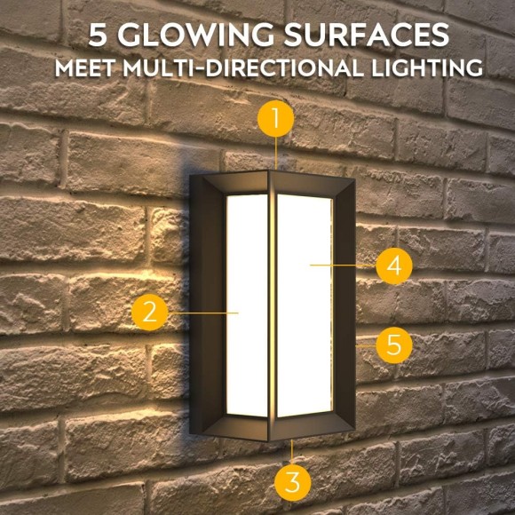 Outdoor Wall Lights,2Packs LED Exterior Light Fixture,Outdoor Wall Sconce 3-Color-Changeable Wall Mounted Lamps,Matte Black Porch&Patio Light Outdoor,IP65 Waterproof for Hallway Stairs Gardens