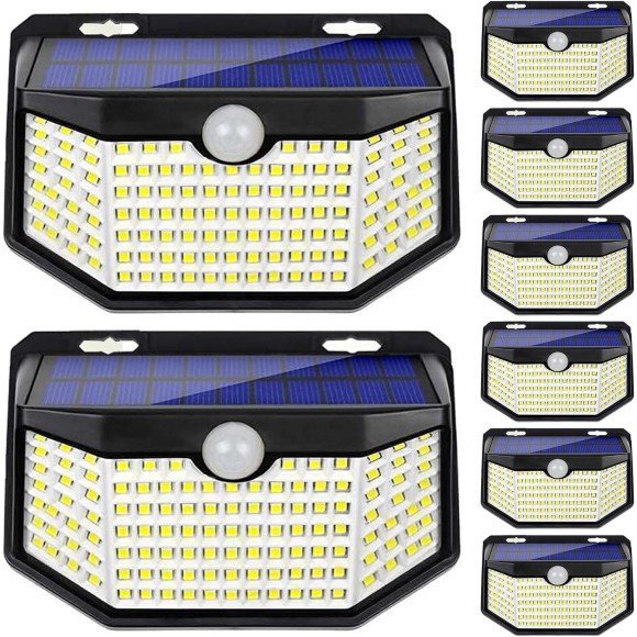 Solar Outdoor Lights, Ip65 Waterproof Solar Wall Lights, Solar Powered Lights Outside, Upgraded PIR Motion Sensor Spot Lights for Outdoor(8 Pack)