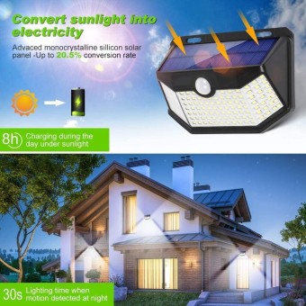 Solar Outdoor Lights, Ip65 Waterproof Solar Wall Lights, Solar Powered Lights Outside, Upgraded PIR Motion Sensor Spot Lights for Outdoor(8 Pack)