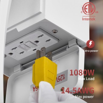 Porch Lights with GFCI Outlet, Outdoor Lights Motion Sensor, 3 Lighting Modes Exterior Light Fixture Waterproof for House Front Door Patio Garage, White (2 Pack)