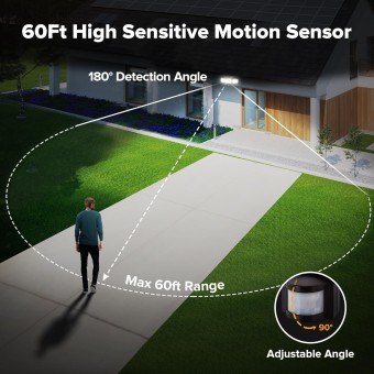 Solar Outdoor Lights 302 LED 3000LM, IP65 Waterproof Motion Sensor Outdoor Lights, 3 heads Solar Security Flood Lights 270 Wide Lighting Angle with 3 modes for Garden Patio Yard - 2 Pack